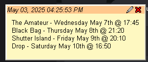 planned out movie schedule